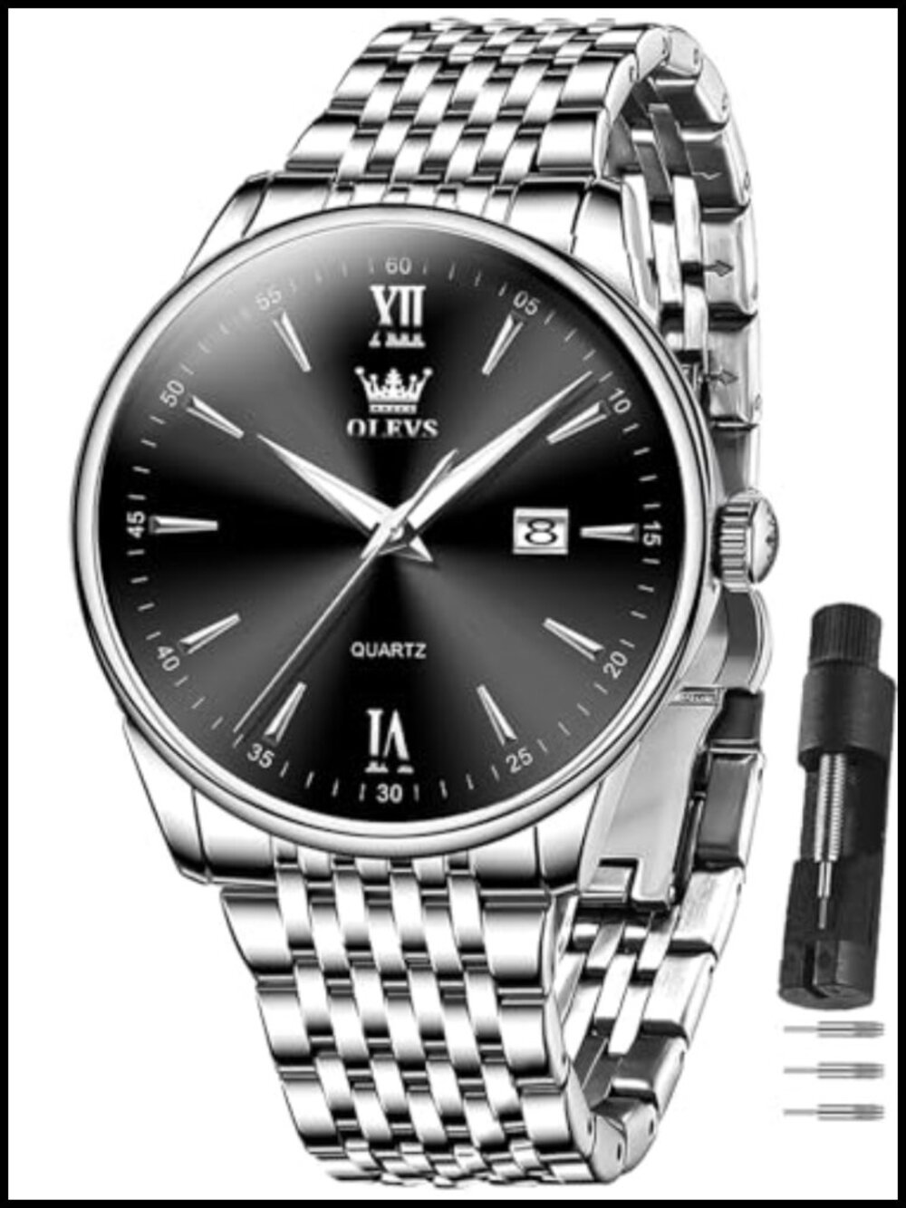 Men's Luxury Stainless Steel Quartz Dress Watch 30M Waterproof Analog